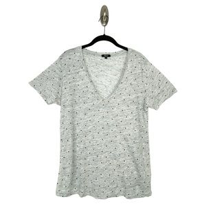 Rails Cara Star Print V-Neck Short Sleeve T-Shirt Gray Black Size Medium